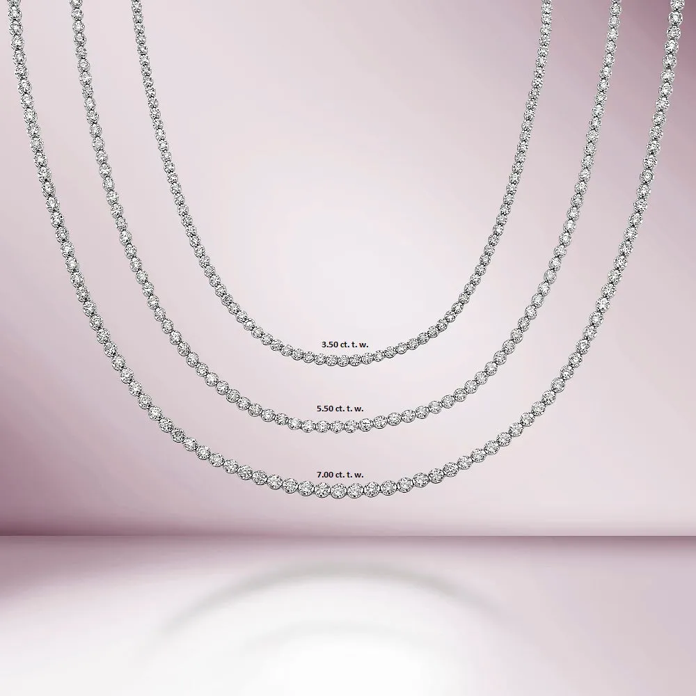 Diamond Tennis Necklace (3.50 ct.) 1.6 mm Buttercup Setting in 14K Gold