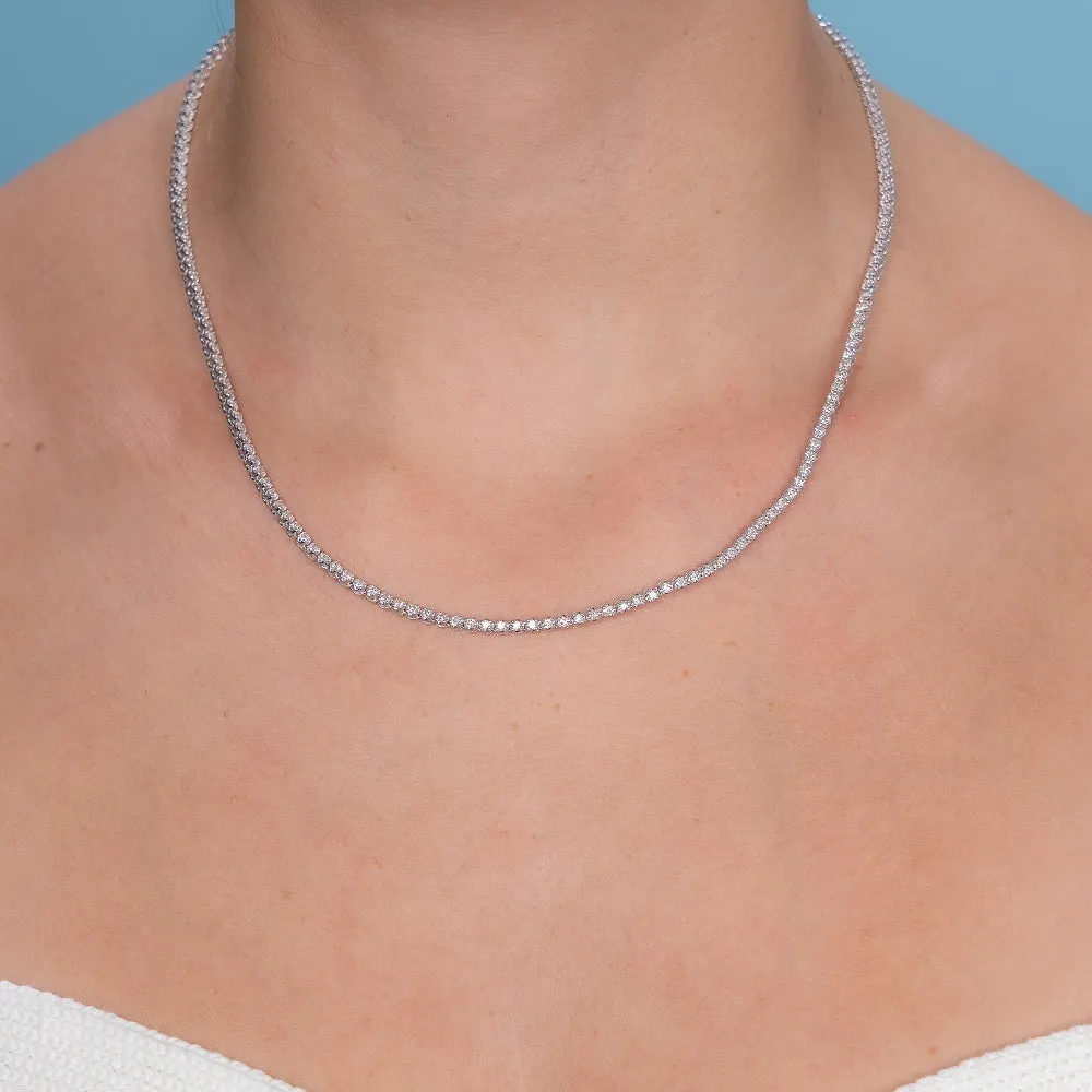 Diamond Tennis Necklace (3.50 ct.) 1.6 mm Buttercup Setting in 14K Gold