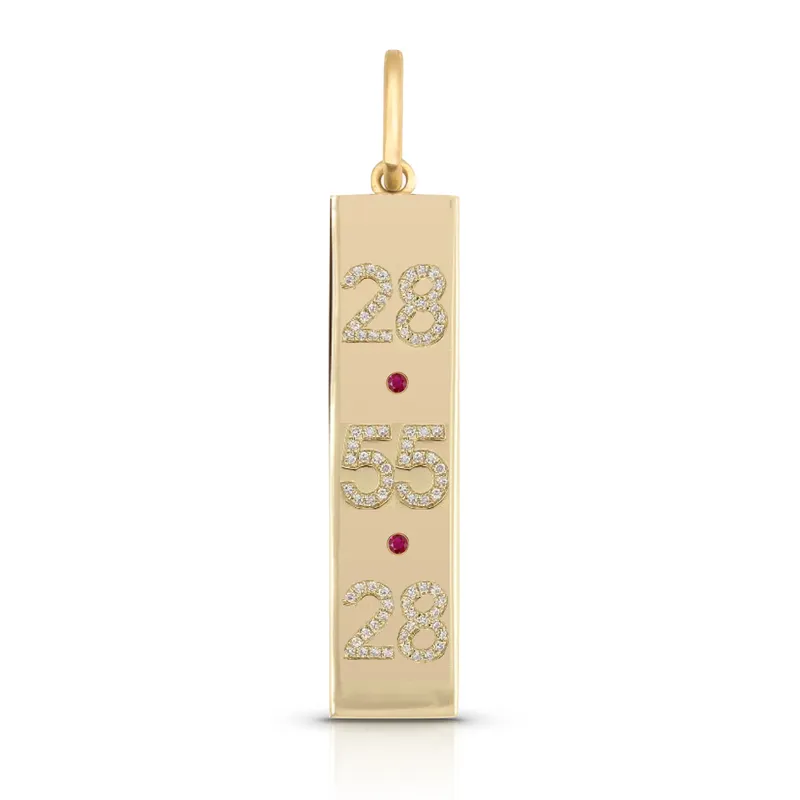 Diamond Vertical Date Nameplate Charm
