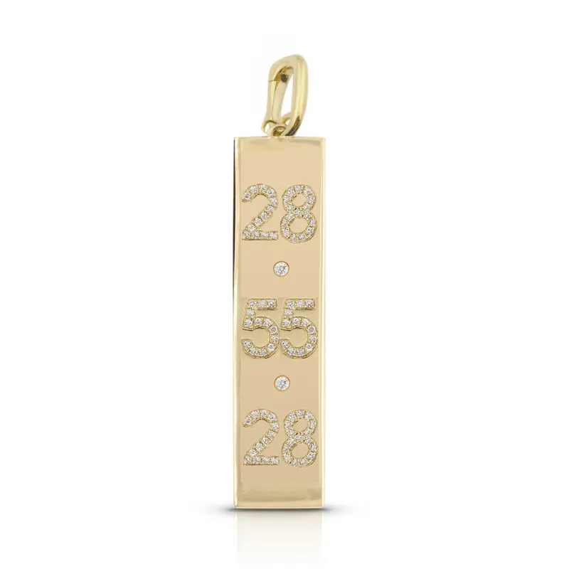 Diamond Vertical Date Nameplate Charm