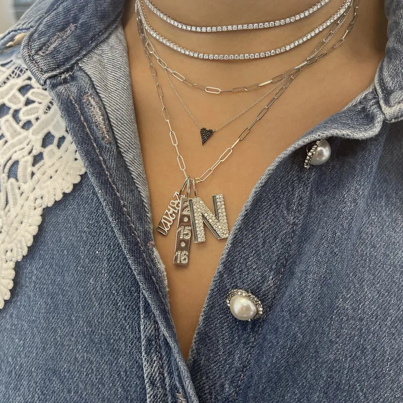 Diamond Vertical Date Nameplate Charm