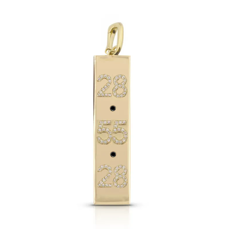 Diamond Vertical Date Nameplate Charm