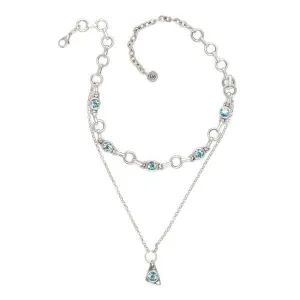 Double Layer Aqua Chain Necklace