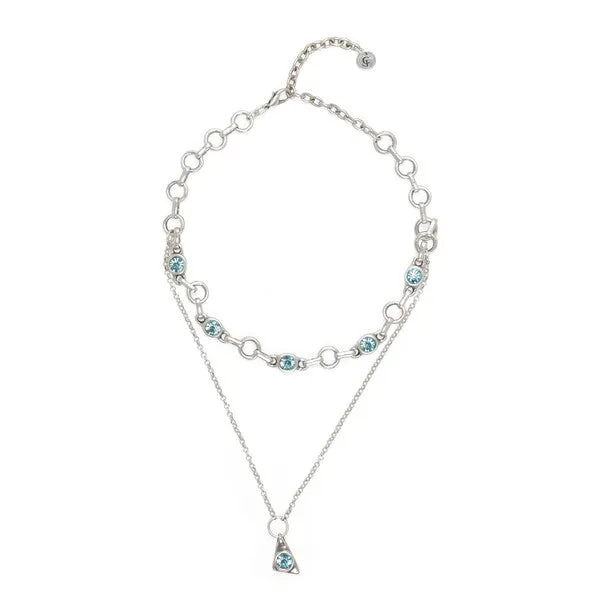 Double Layer Aqua Chain Necklace