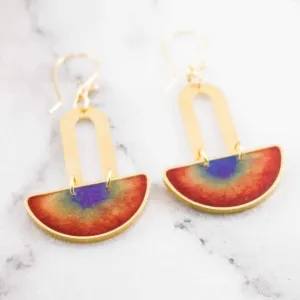 Double Rainbow Brass Earrings