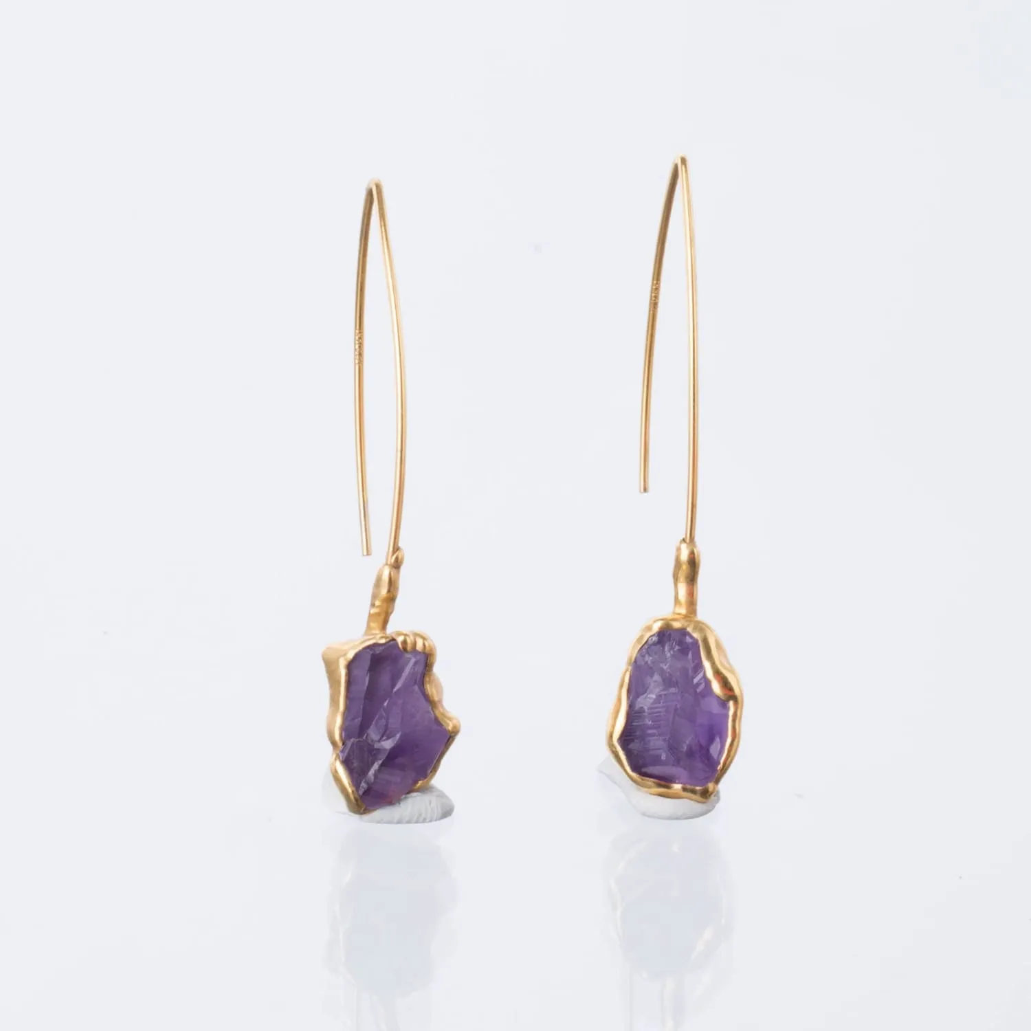 Edgy Raw Amethyst Drop and Dangle Earrings