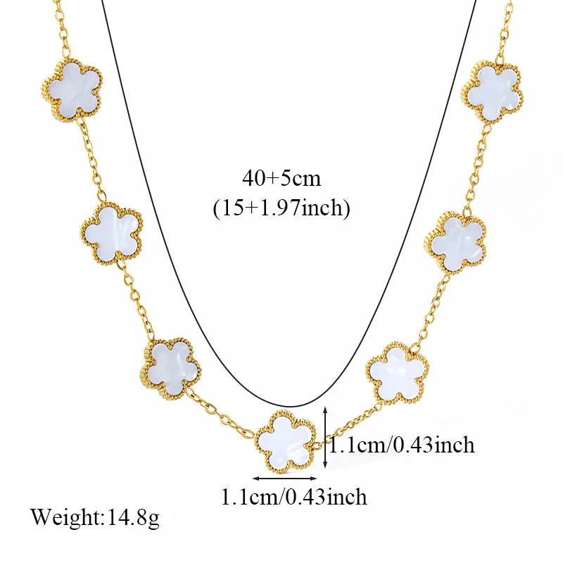 EILIECK 316L Stainless Steel White Clover Pendant Necklace