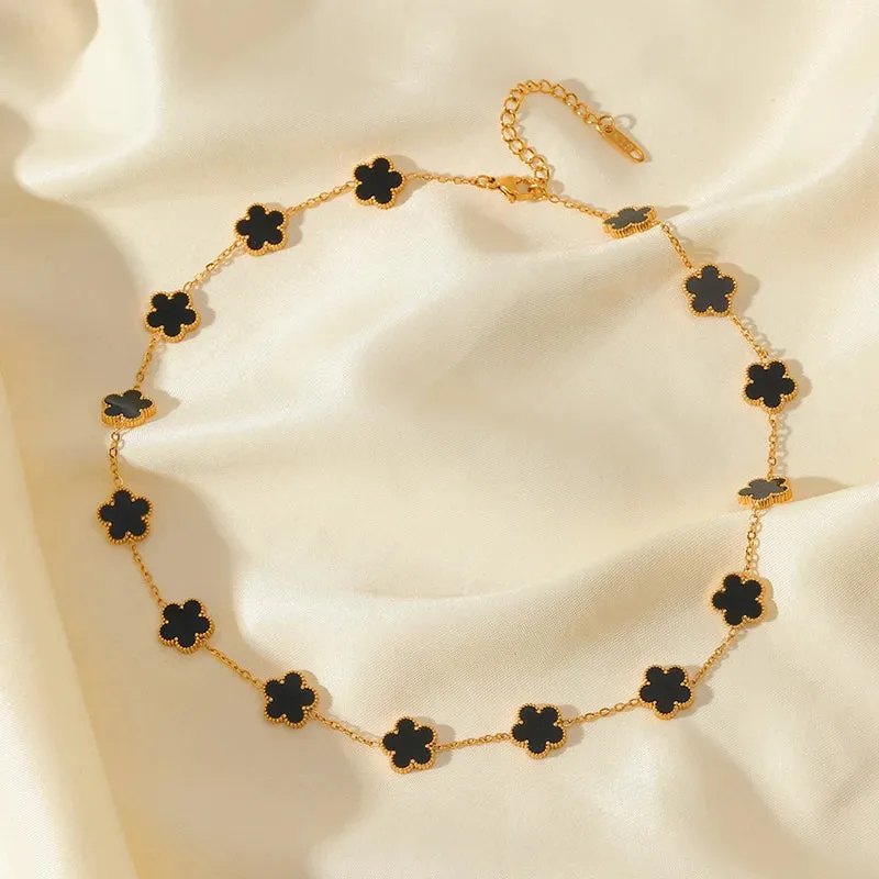 EILIECK 316L Stainless Steel White Clover Pendant Necklace