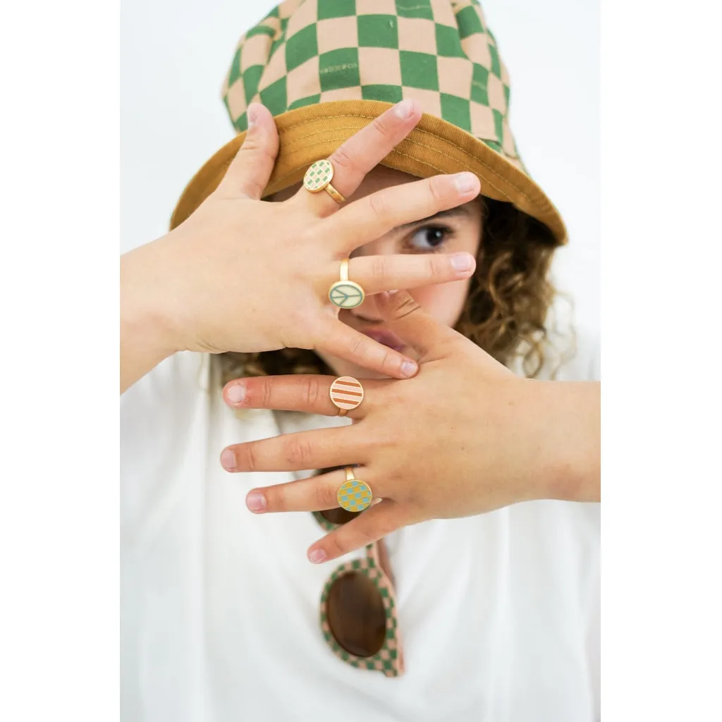 Enamel Rings Set - Checks