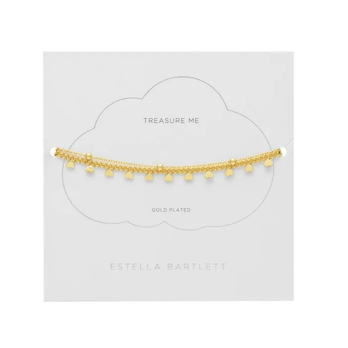 Estella Bartlett | Treasure Me - Heart and Bead Double Chain Bracelet | Gold Plated
