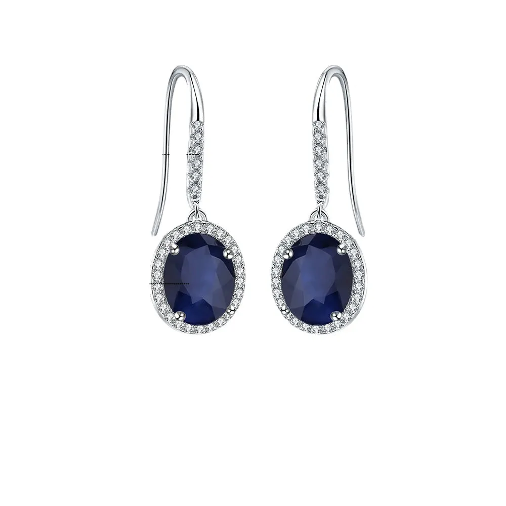 European Retro Oval Shape Silver Drop Earrings for Women