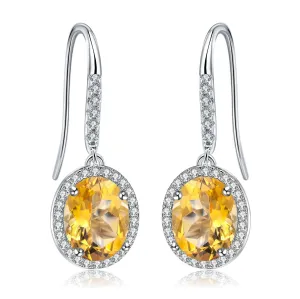 European Retro Oval Shape Silver Drop Earrings for Women