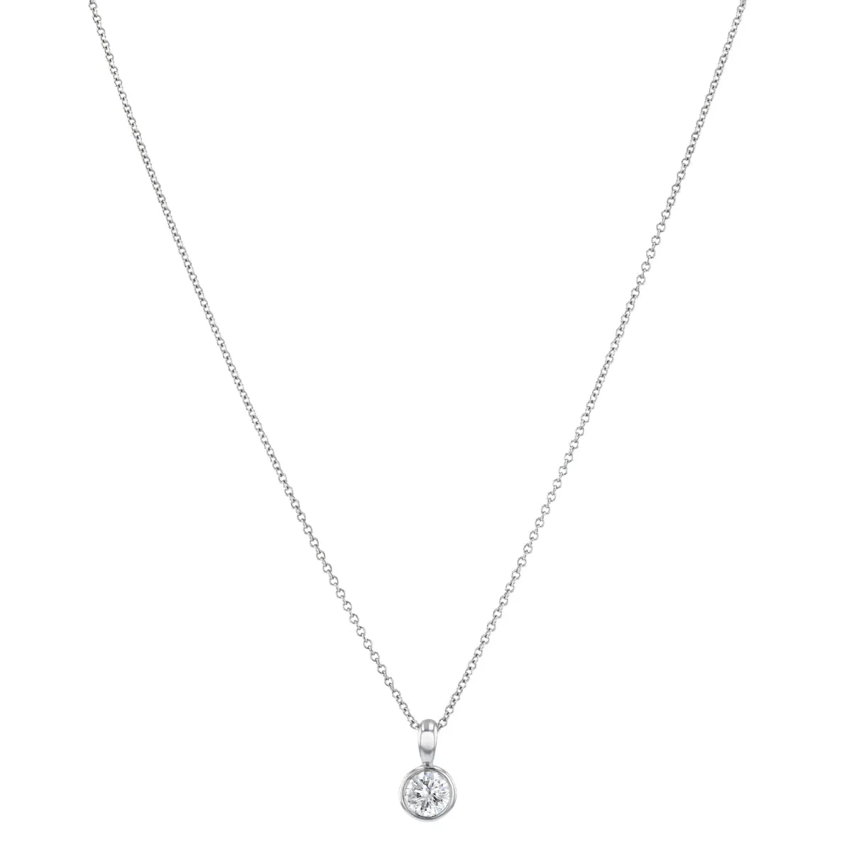 Everyday Diamonds Collection Round Brilliant Solitaire Rubover Pendant | 9K White Gold