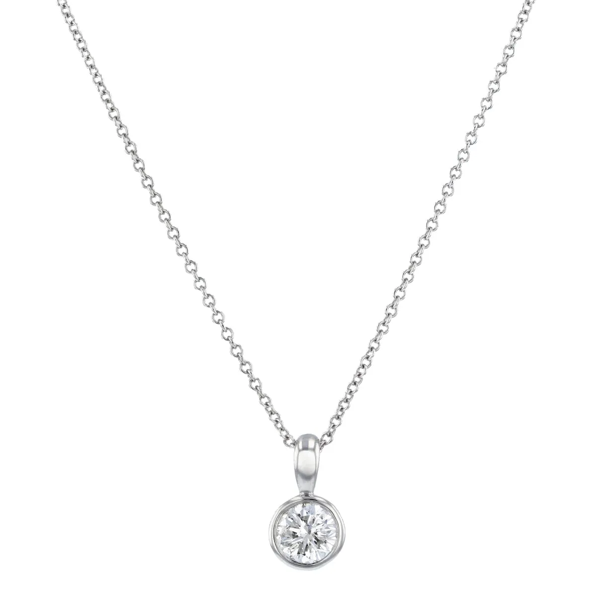 Everyday Diamonds Collection Round Brilliant Solitaire Rubover Pendant | 9K White Gold