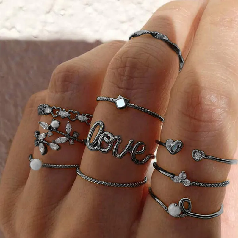 Fashion All-Match Pearl Letter Twin Flower Ring