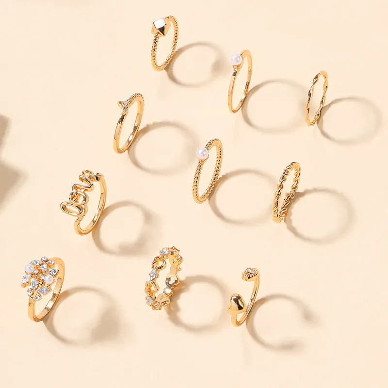 Fashion All-Match Pearl Letter Twin Flower Ring