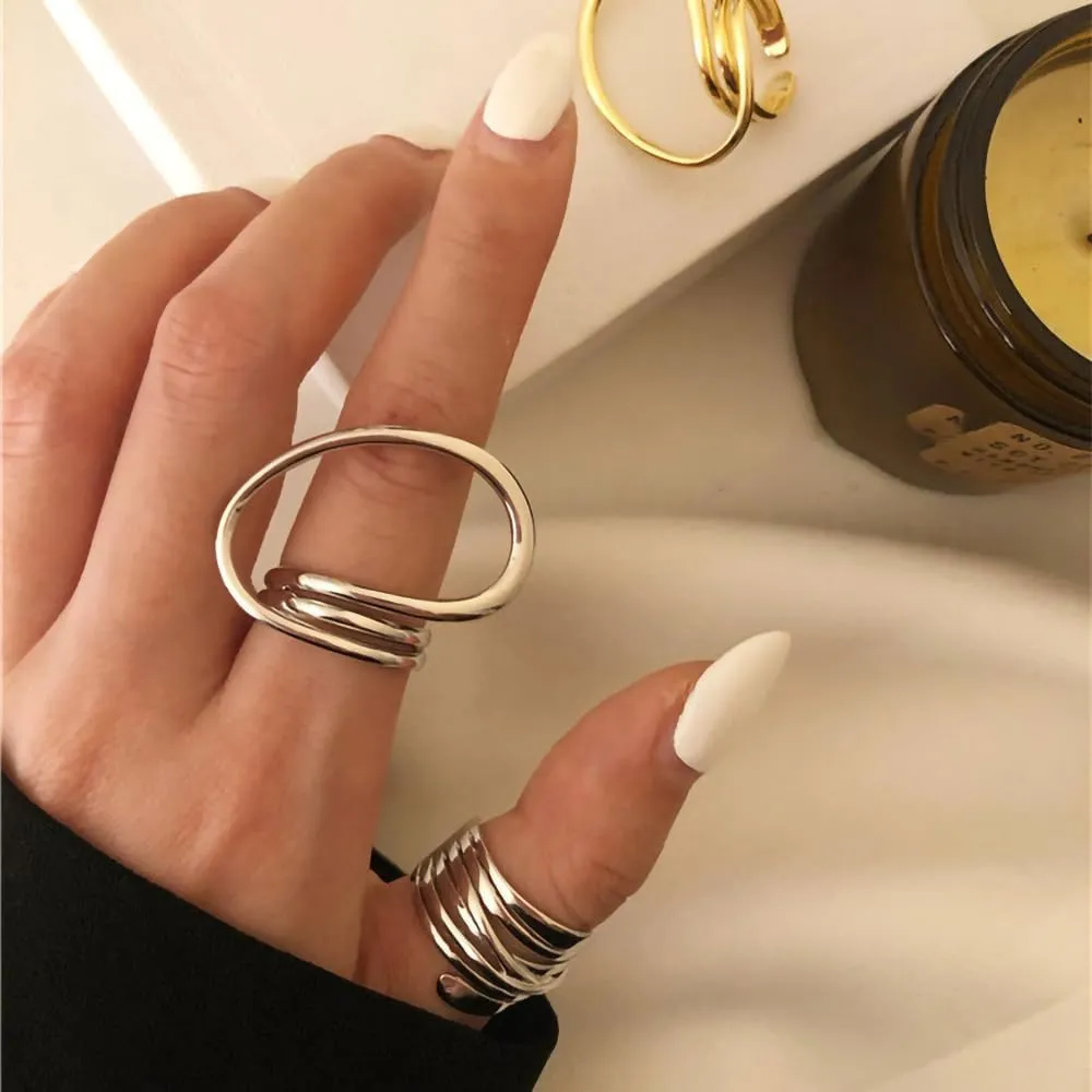FUTIMELY Chunky Gold Thumb Rings for Women Silver Statement Joint Rings Open Knuckle Finger Rings Minimalist Jewelry Accessories