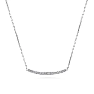 Gabriel & Co | 14K White Gold Diamond Pave Curved Bar Necklace