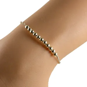 Gold Bead Anklet, Gold Ankle Bracelet