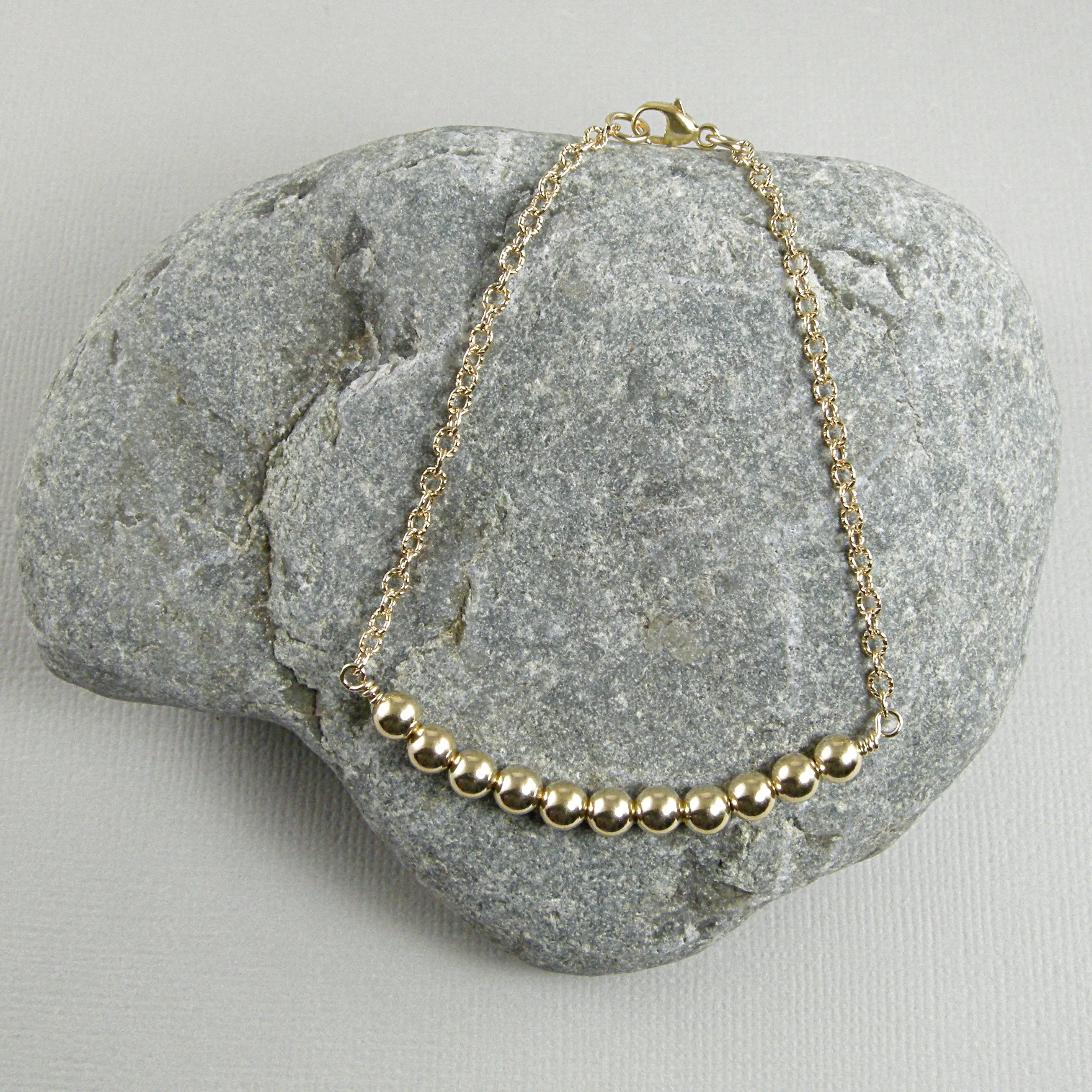 Gold Bead Anklet, Gold Ankle Bracelet