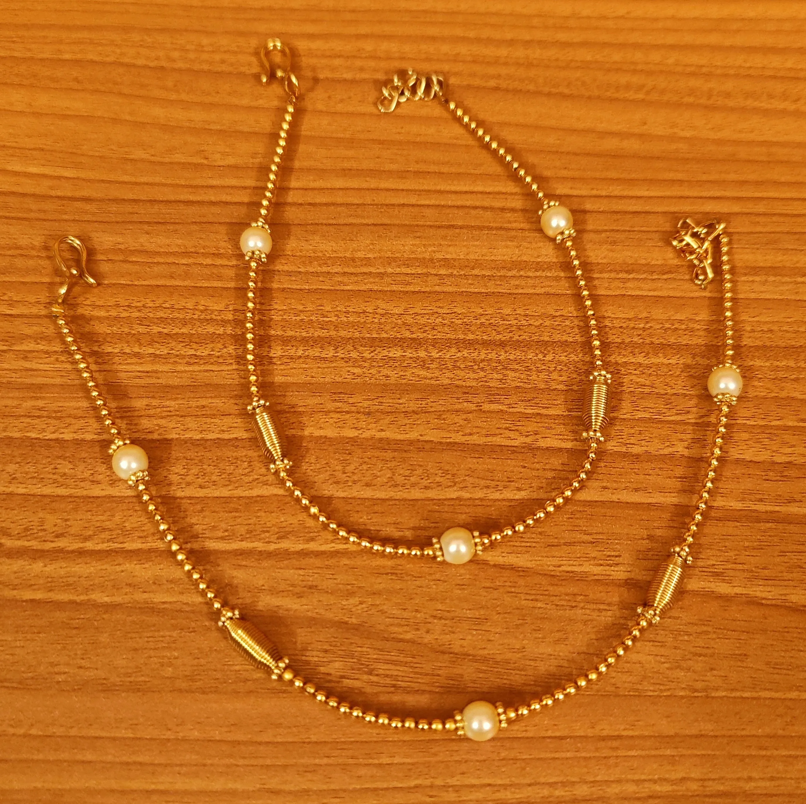 GOLD PLATED PEARL LIGHT WEIGHT ANKLETS