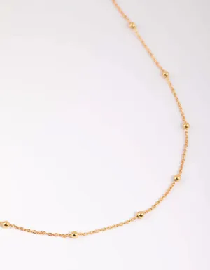 Gold Plated Sterling Silver Ball Chain Necklace