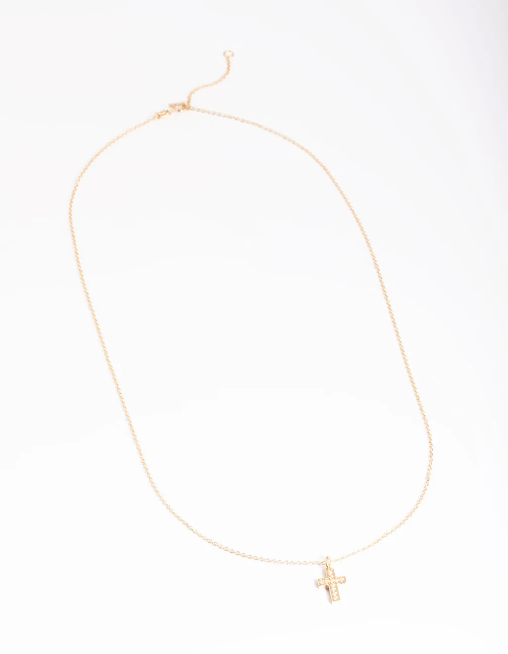 Gold Plated Sterling Silver Cubic Zirconia Cross Necklace