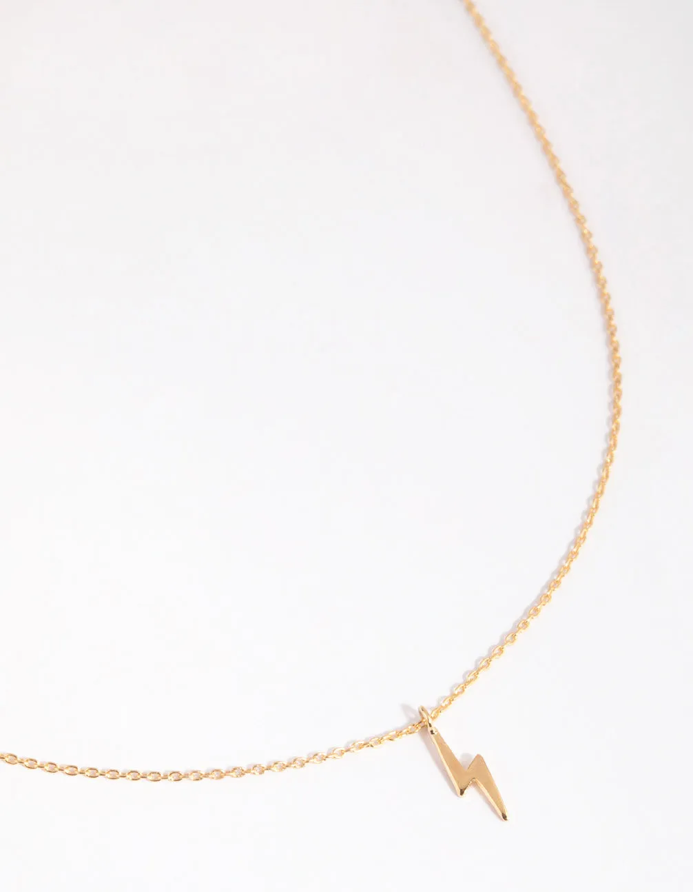 Gold Plated Sterling Silver Lightning Bolt Necklace