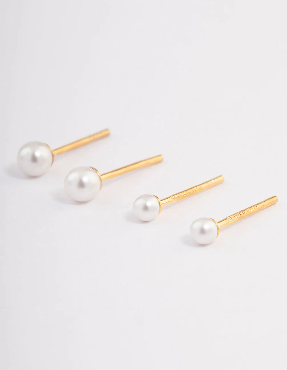 Gold Plated Sterling Silver Pearl Stud Earring Pack