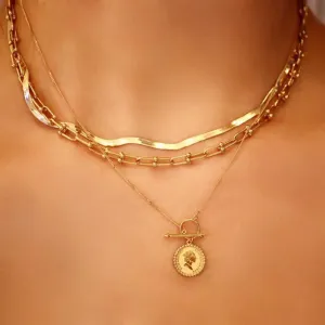 Gold Retro Round Necklace
