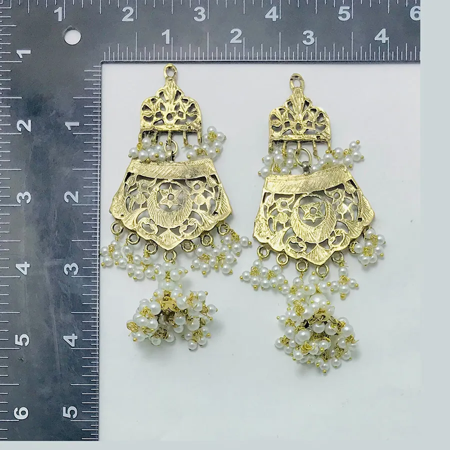 Golden Dangle Earrings With Small Pearls