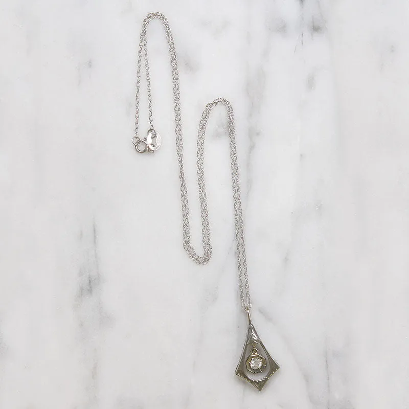 Graceful Deco Pendant with Diamond Dangle