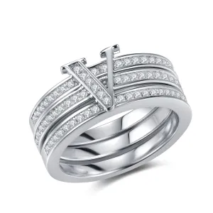 Graceful Harmony V Shape Ring Set of 3