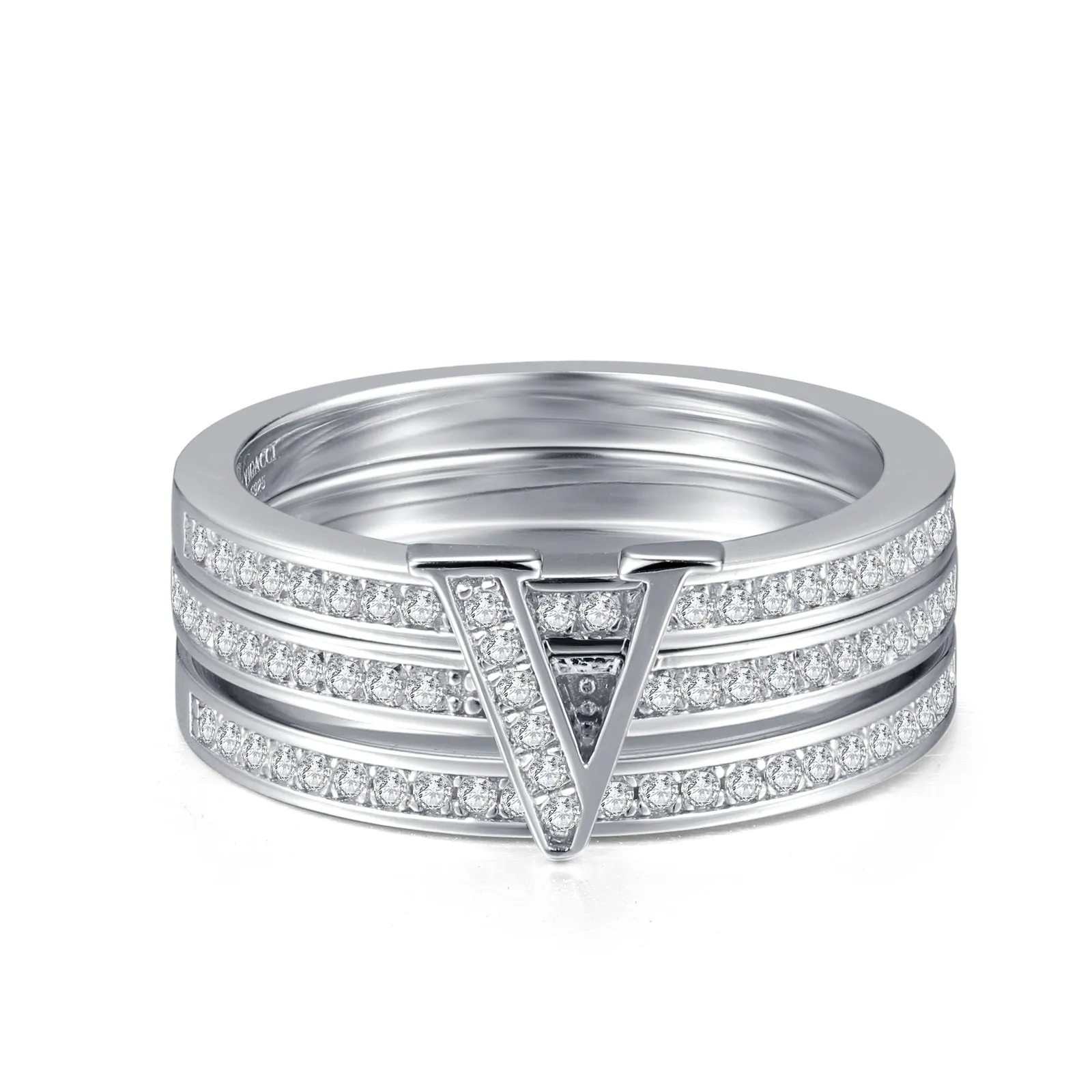 Graceful Harmony V Shape Ring Set of 3