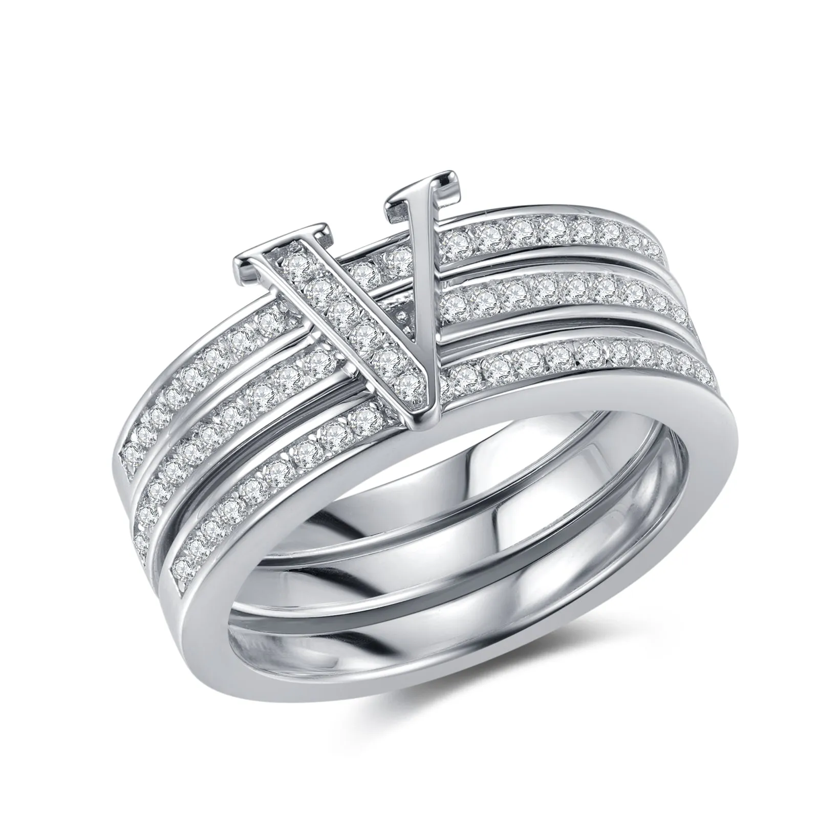 Graceful Harmony V Shape Ring Set of 3