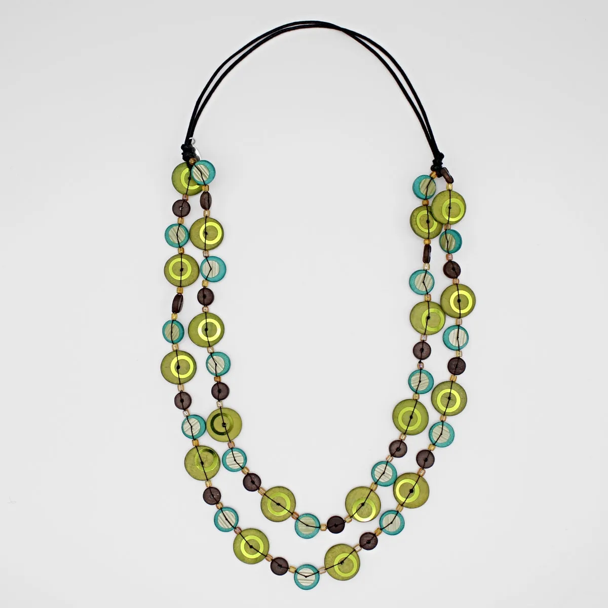 Green Bobbie Double Strand Necklace