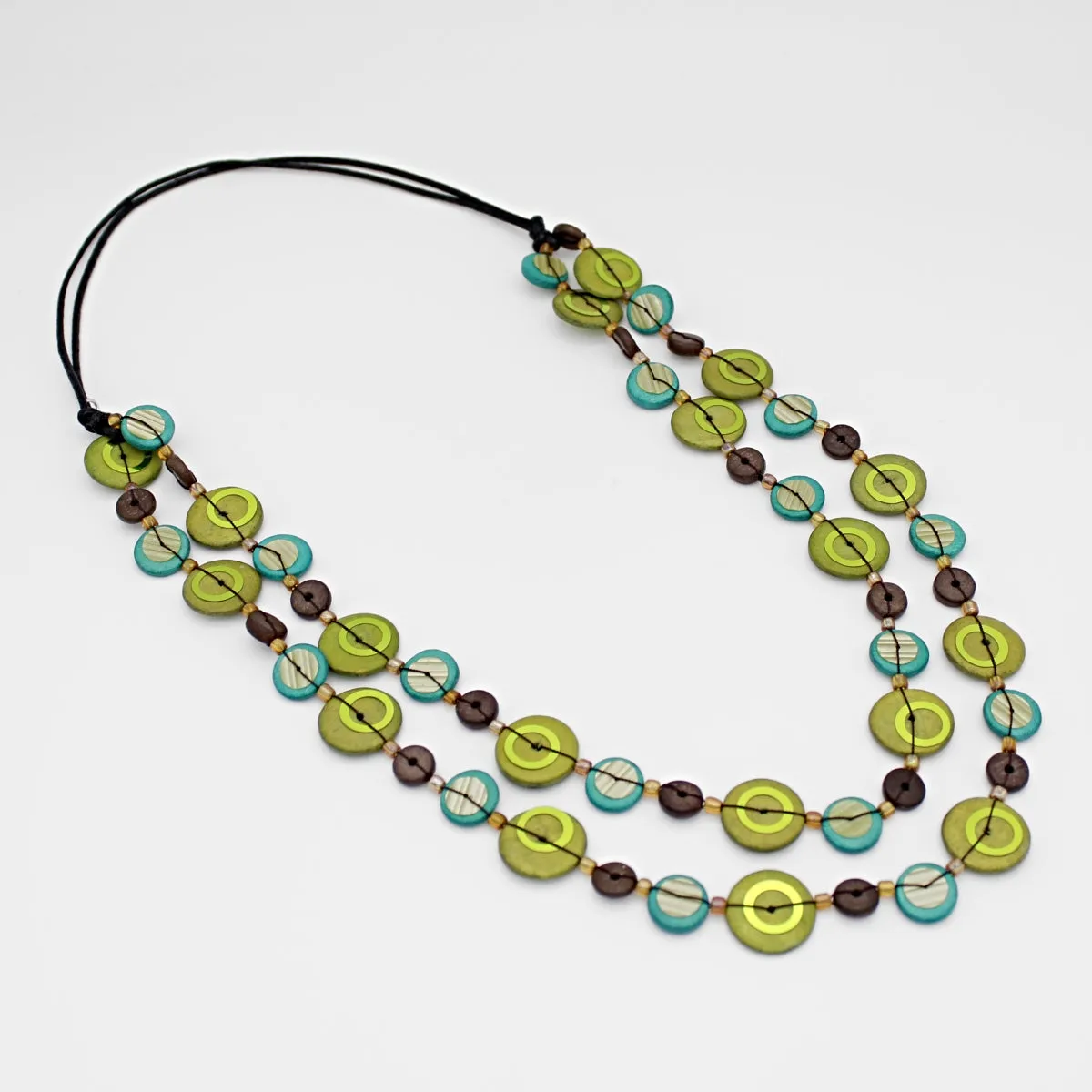 Green Bobbie Double Strand Necklace