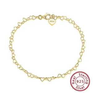 Heart Chain Anklets, 2mm (14k Gold Plated | 925 Sterling Silver )
