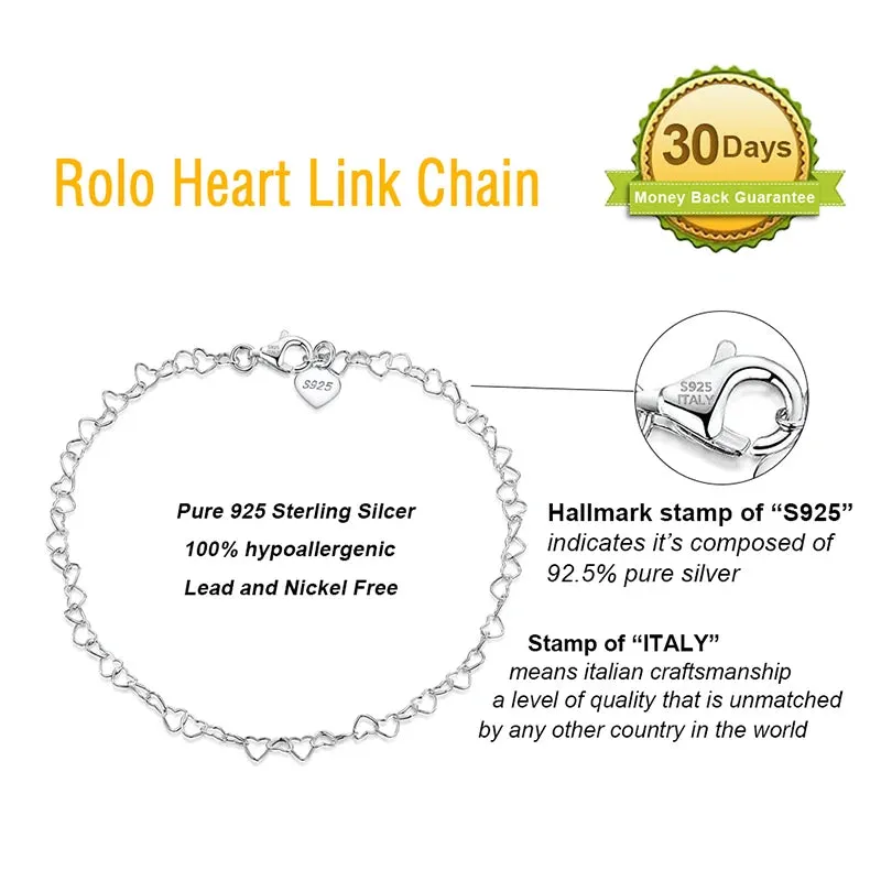 Heart Chain Anklets, 2mm (14k Gold Plated | 925 Sterling Silver )