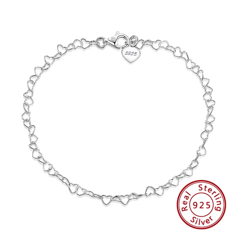 Heart Chain Anklets, 2mm (14k Gold Plated | 925 Sterling Silver )
