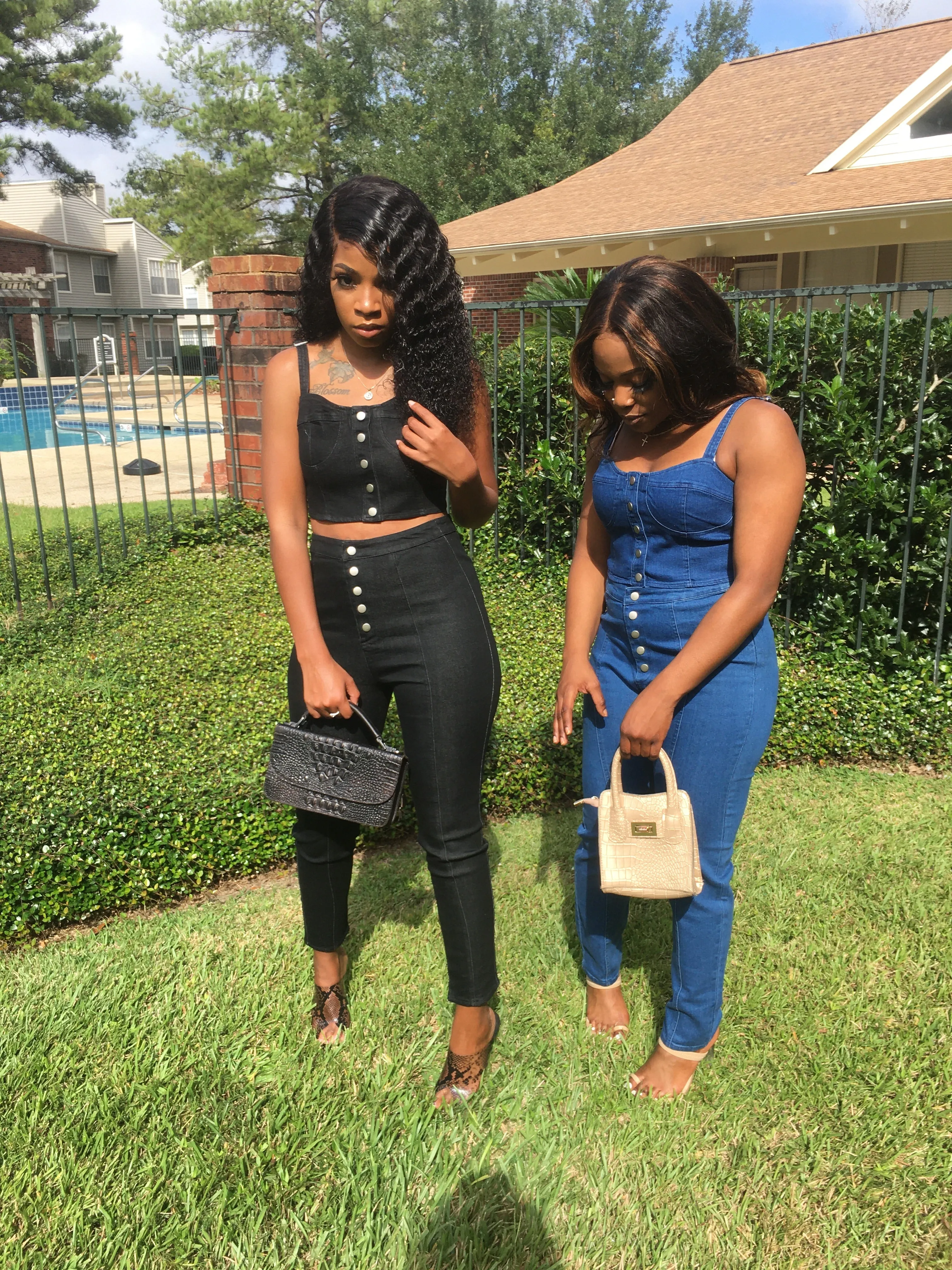 High waisted jean set