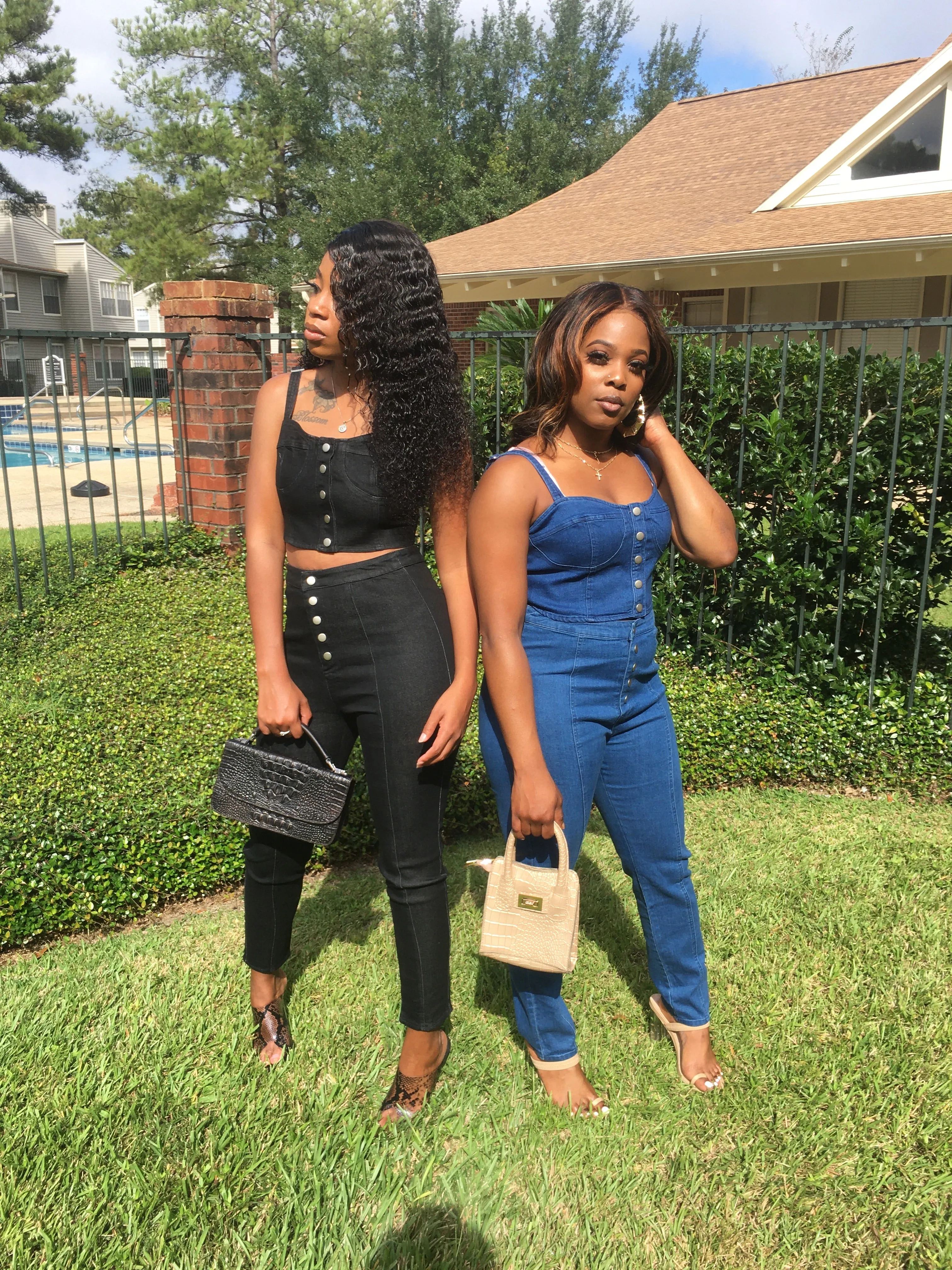High waisted jean set