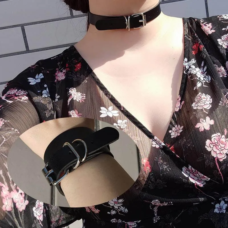 Hot Punk Harajuku Collar Choker Necklace Kit head PU Leather Choker Punk Goth  Handmade Neck Bracelet animal Jewelry wholesale
