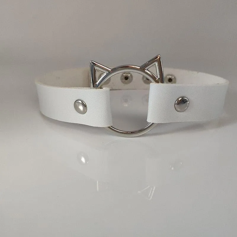 Hot Punk Harajuku Collar Choker Necklace Kit head PU Leather Choker Punk Goth  Handmade Neck Bracelet animal Jewelry wholesale