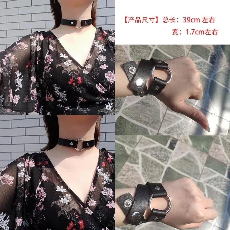 Hot Punk Harajuku Collar Choker Necklace Kit head PU Leather Choker Punk Goth  Handmade Neck Bracelet animal Jewelry wholesale