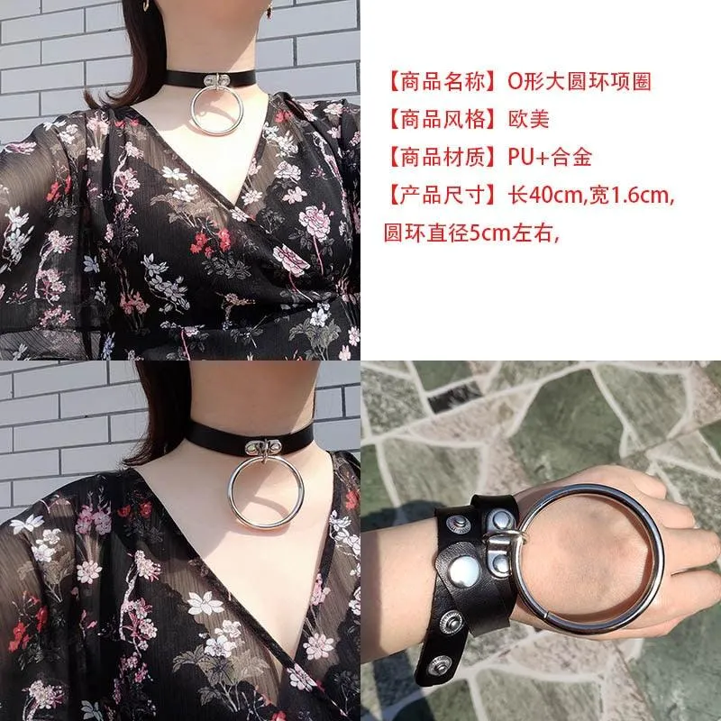 Hot Punk Harajuku Collar Choker Necklace Kit head PU Leather Choker Punk Goth  Handmade Neck Bracelet animal Jewelry wholesale