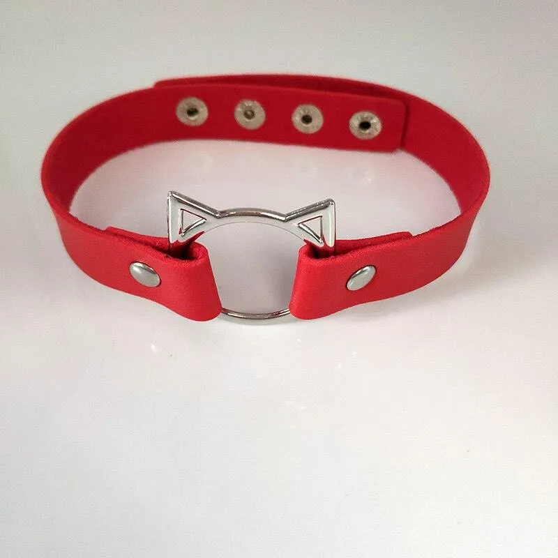 Hot Punk Harajuku Collar Choker Necklace Kit head PU Leather Choker Punk Goth  Handmade Neck Bracelet animal Jewelry wholesale