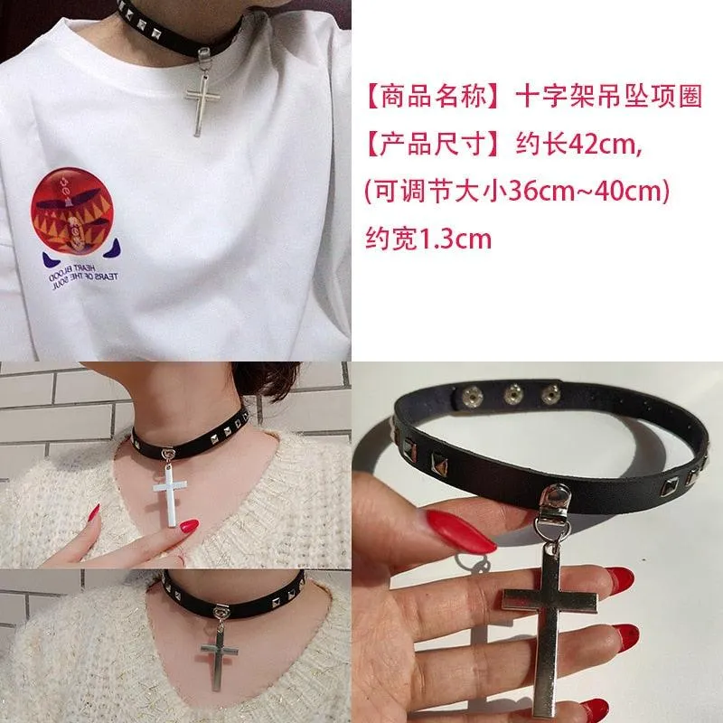Hot Punk Harajuku Collar Choker Necklace Kit head PU Leather Choker Punk Goth  Handmade Neck Bracelet animal Jewelry wholesale