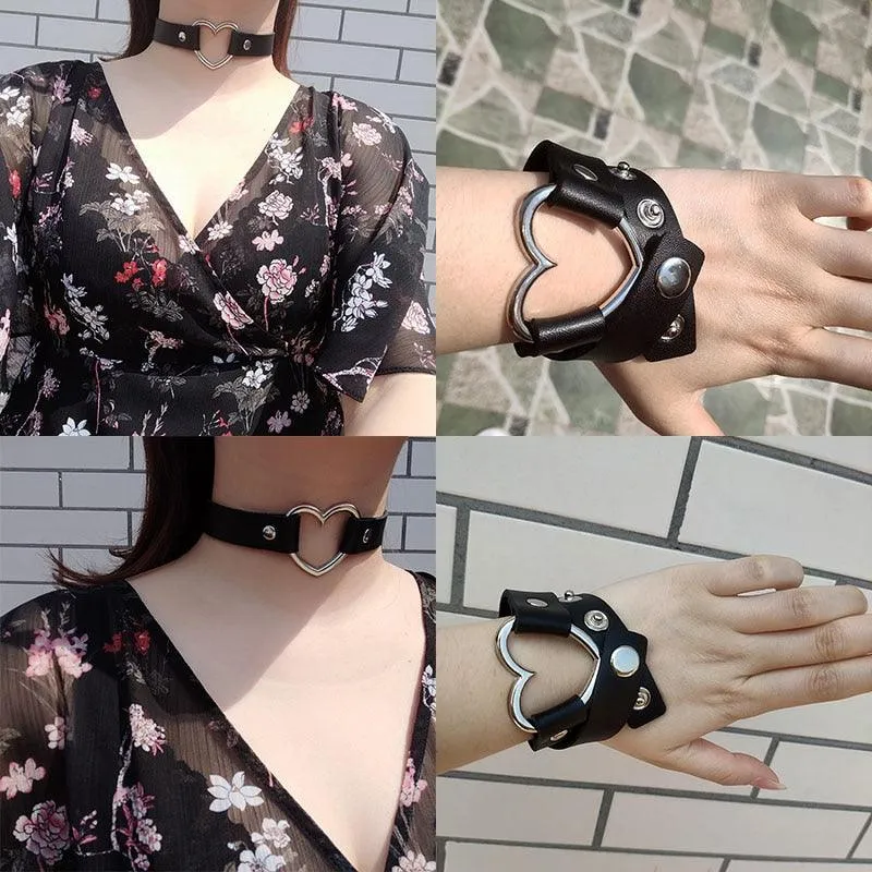 Hot Punk Harajuku Collar Choker Necklace Kit head PU Leather Choker Punk Goth  Handmade Neck Bracelet animal Jewelry wholesale