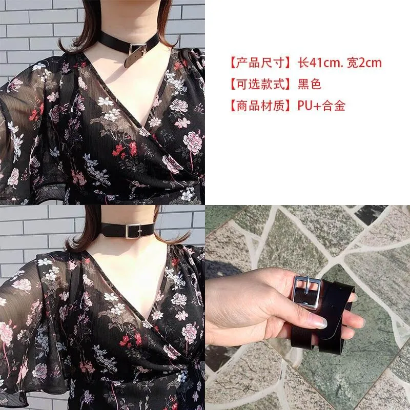 Hot Punk Harajuku Collar Choker Necklace Kit head PU Leather Choker Punk Goth  Handmade Neck Bracelet animal Jewelry wholesale
